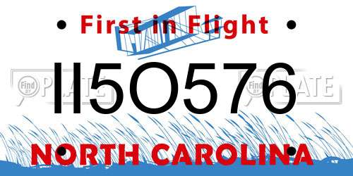 II5O576 North Carolina License Plate