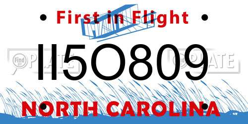 II5O809 North Carolina License Plate