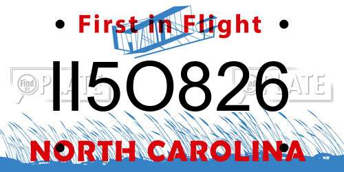 II5O826 North Carolina License Plate