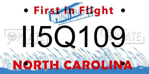 II5Q109 North Carolina License Plate