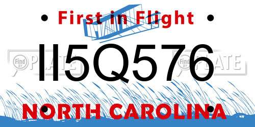 II5Q576 North Carolina License Plate