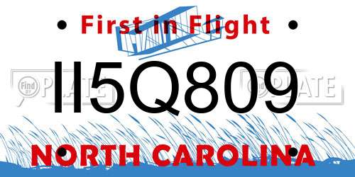 II5Q809 North Carolina License Plate