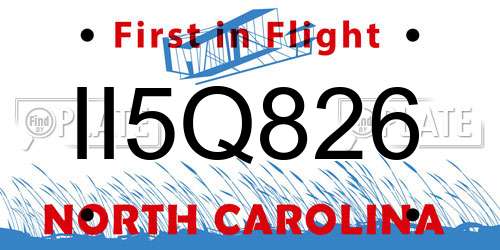 II5Q826 North Carolina License Plate