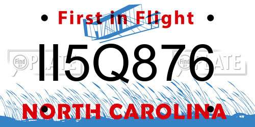 II5Q876 North Carolina License Plate