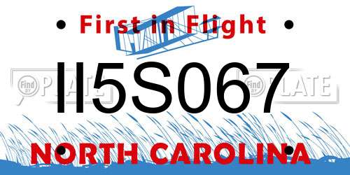 II5S067 North Carolina License Plate