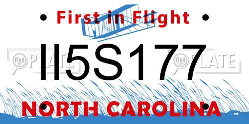 II5S177 North Carolina License Plate