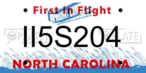 II5S204 North Carolina License Plate