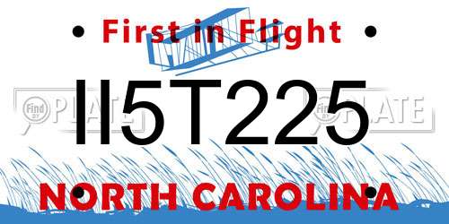 II5T225 North Carolina License Plate