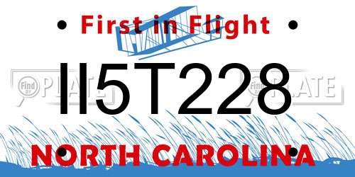 II5T228 North Carolina License Plate