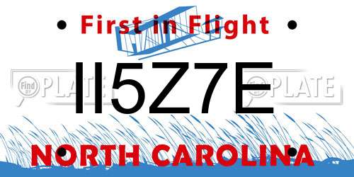 II5Z7E North Carolina License Plate
