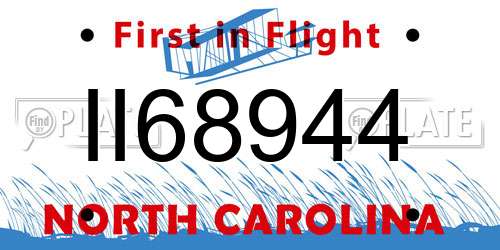 II68944 North Carolina License Plate