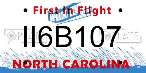 II6B107 North Carolina License Plate