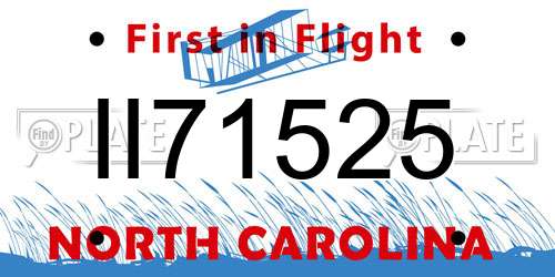 II71525 North Carolina License Plate