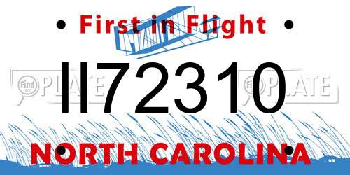 II72310 North Carolina License Plate