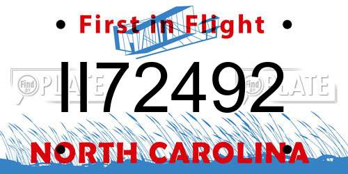 II72492 North Carolina License Plate
