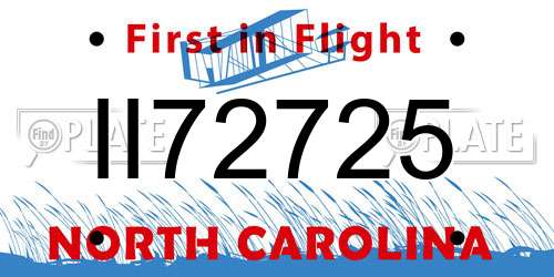 II72725 North Carolina License Plate