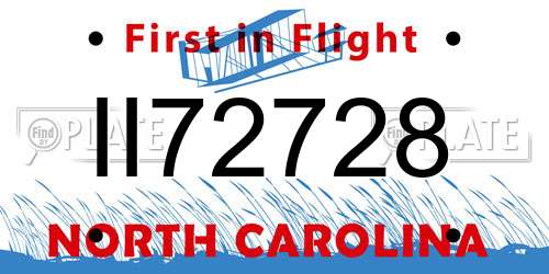 II72728 North Carolina License Plate