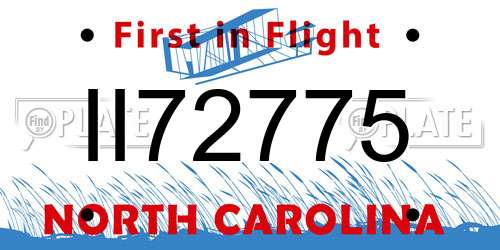 II72775 North Carolina License Plate