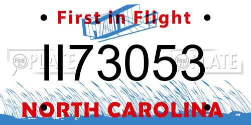 II73053 North Carolina License Plate