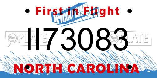 II73083 North Carolina License Plate