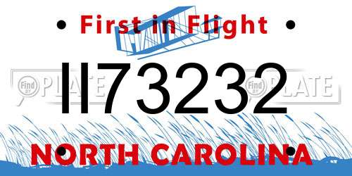 II73232 North Carolina License Plate