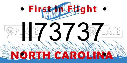 II73737 North Carolina License Plate
