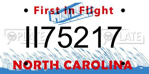 II75217 North Carolina License Plate
