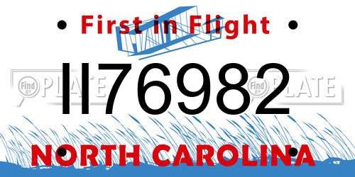 II76982 North Carolina License Plate