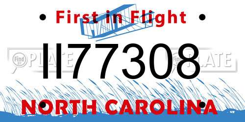 II77308 North Carolina License Plate