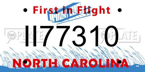 II77310 North Carolina License Plate