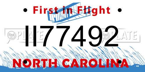 II77492 North Carolina License Plate