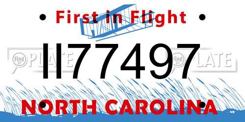 II77497 North Carolina License Plate