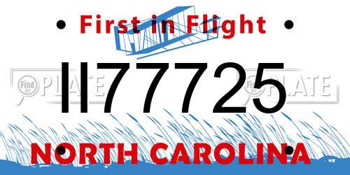 II77725 North Carolina License Plate