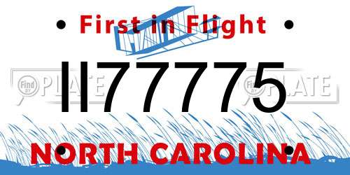 II77775 North Carolina License Plate