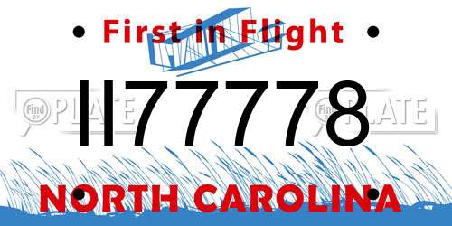 II77778 North Carolina License Plate
