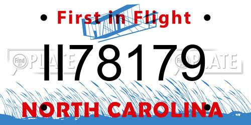 II78179 North Carolina License Plate