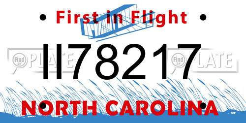 II78217 North Carolina License Plate