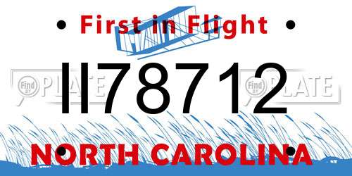 II78712 North Carolina License Plate