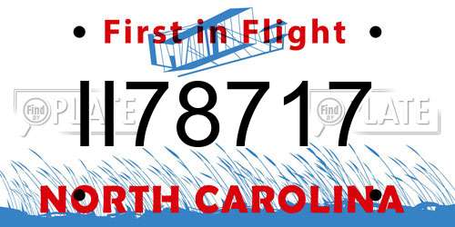 II78717 North Carolina License Plate