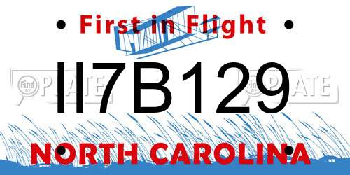 II7B129 North Carolina License Plate