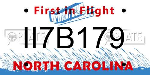 II7B179 North Carolina License Plate