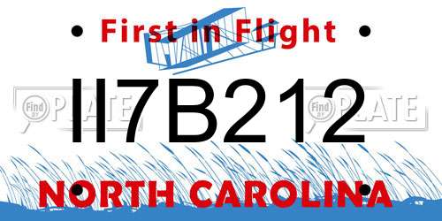 II7B212 North Carolina License Plate