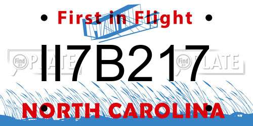 II7B217 North Carolina License Plate