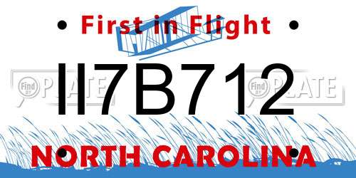 II7B712 North Carolina License Plate