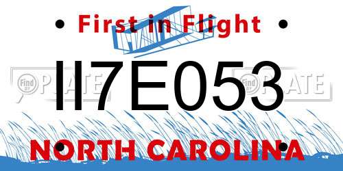 II7E053 North Carolina License Plate