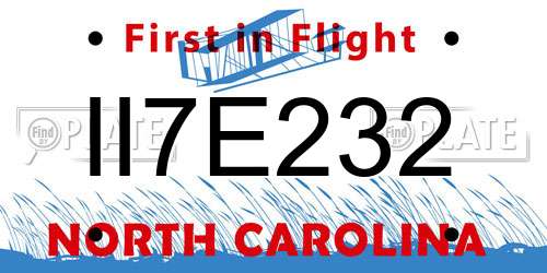 II7E232 North Carolina License Plate
