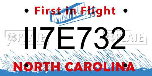 II7E732 North Carolina License Plate
