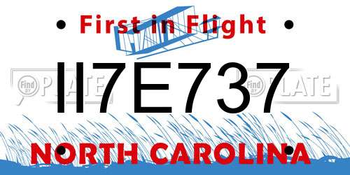II7E737 North Carolina License Plate