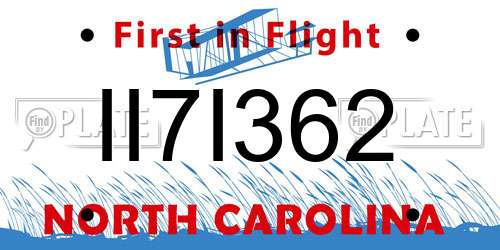 II7I362 North Carolina License Plate