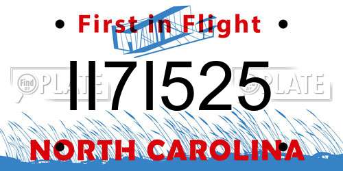 II7I525 North Carolina License Plate